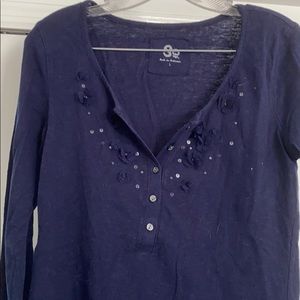 Button down flower long sleeve top